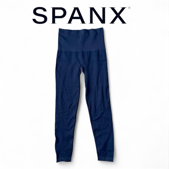 SPANX Pants - Spanx Leggings Look At Me Now Seamless Side Ankle Zip Midnight Navy Blue Size 1X